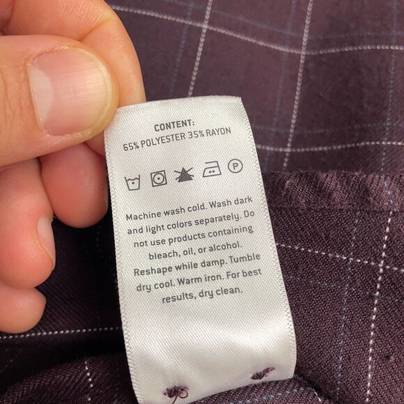 7 Diamonds Aspen Flannel Button Down Shirt Mens Medium Plaid Dark Red Casual Top - Picture 7 of 14